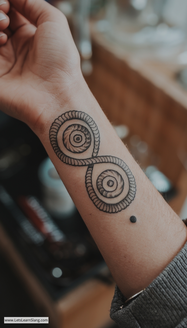 Double Spiral Balance Wrist Tattoo