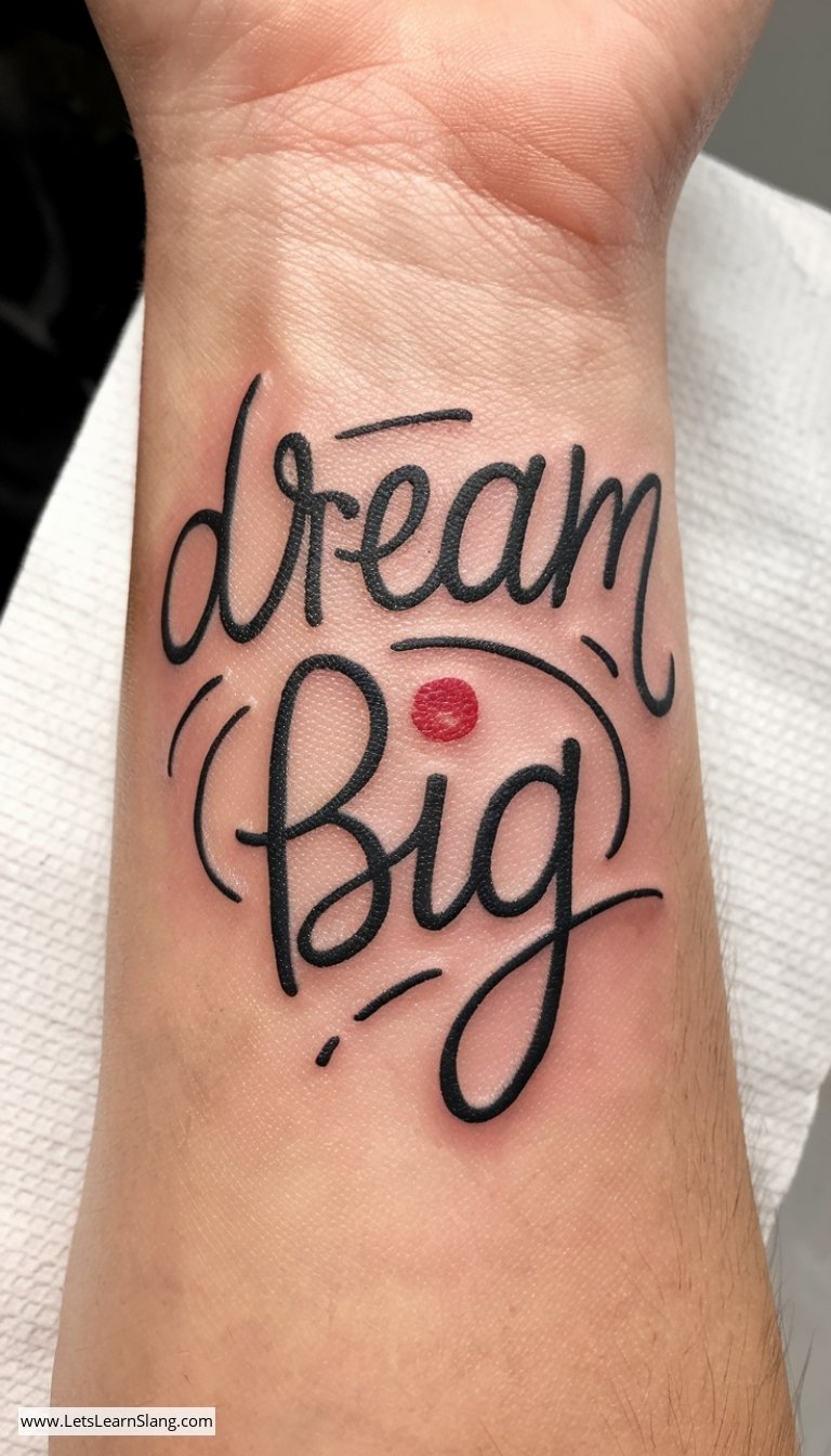 Dream Big Cursive Wrist Tattoo