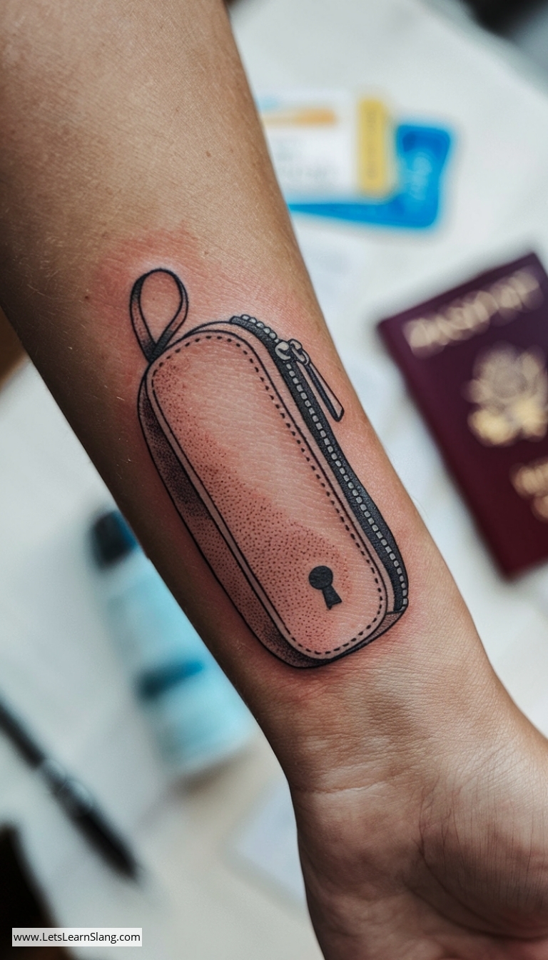 Elegant Travel Pouch Wrist Tattoo