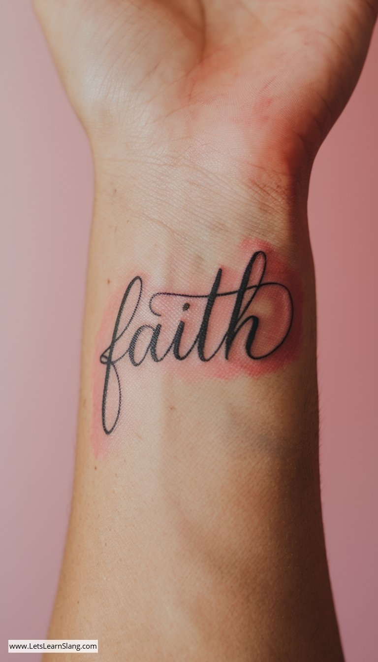 Faith Script Wrist Tattoo