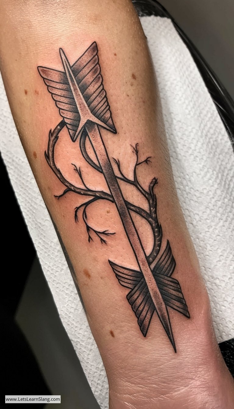 Floral Arrow Wrist Tattoo for Women