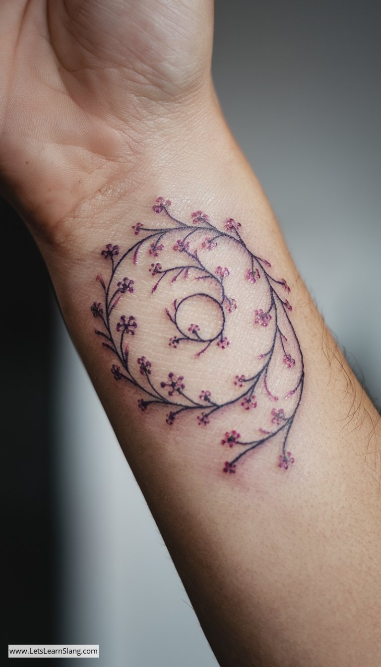 Floral Spiral Wrist Tattoo