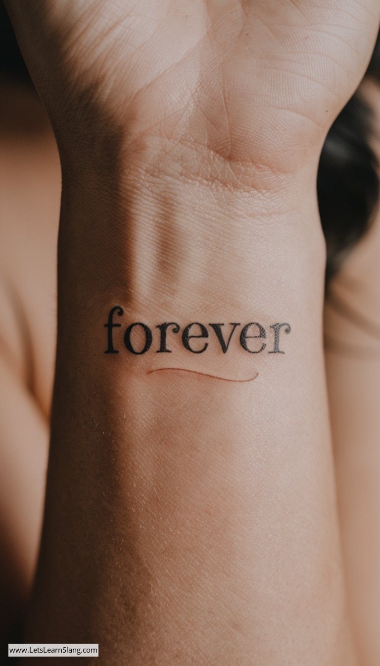 Forever Serif Wrist Tattoo