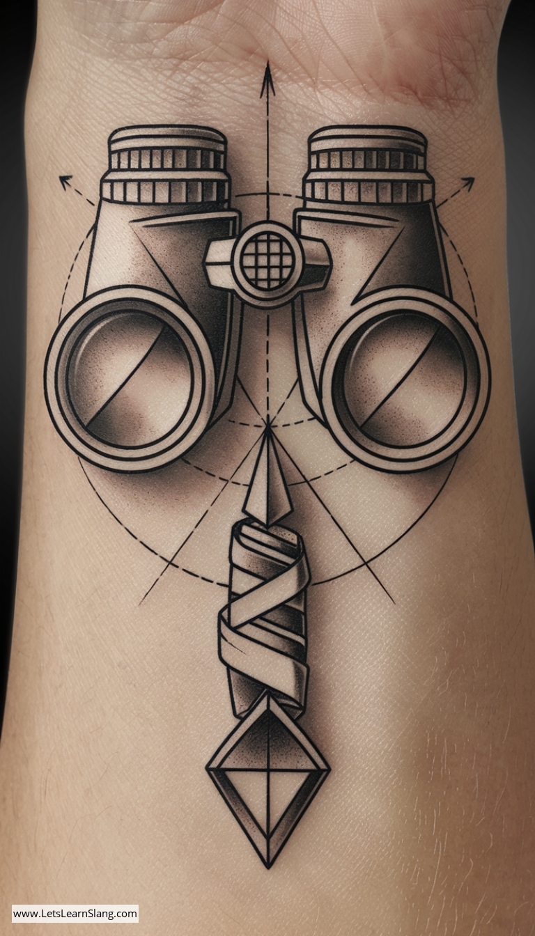 Geometric Binoculars Wrist Tattoo