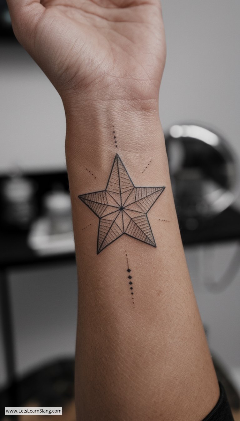 Geometric Star Wrist Tattoo for Women