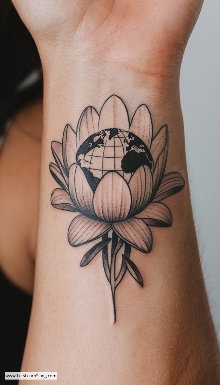 Global Bloom Wrist Tattoo