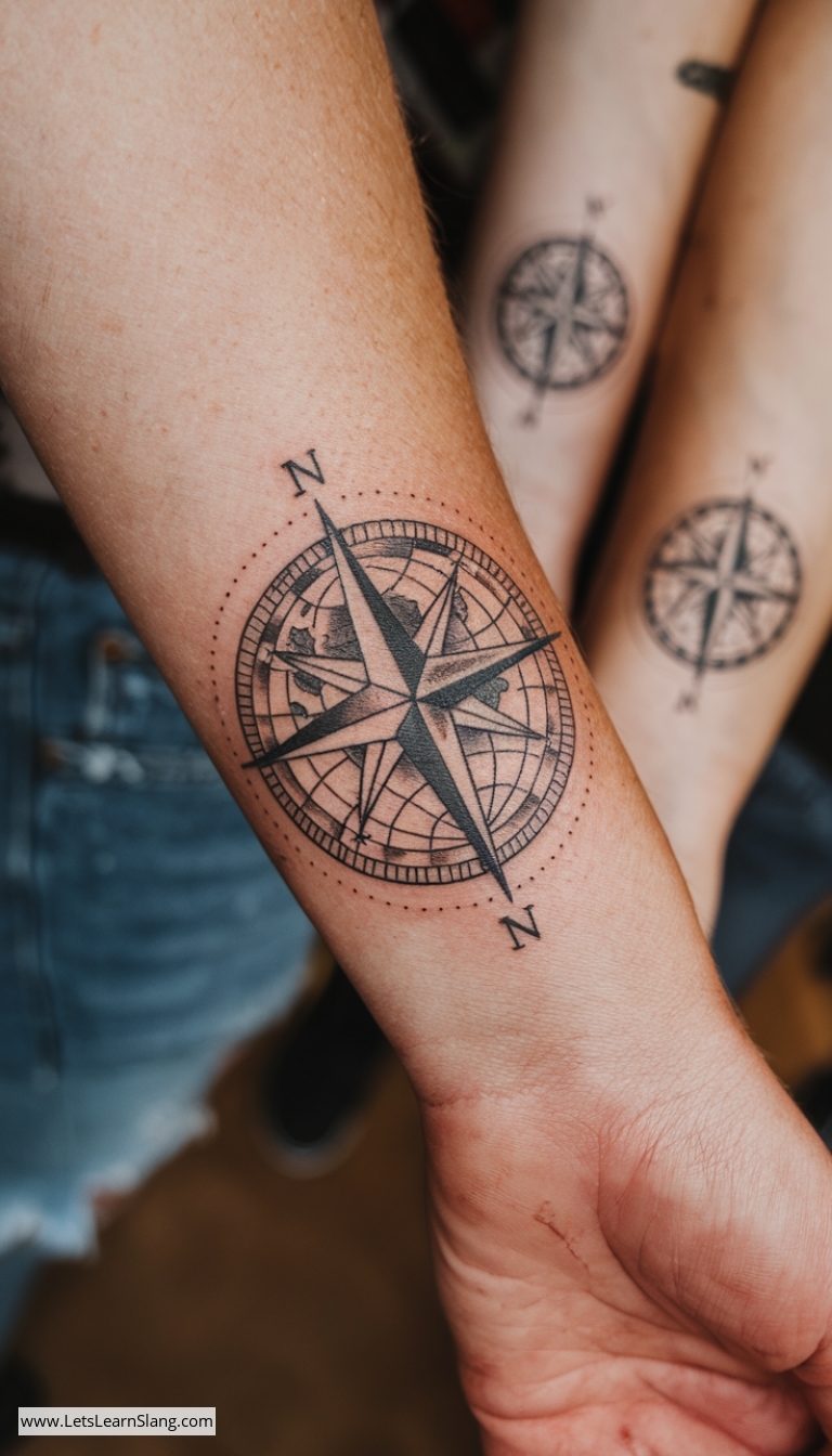 Global Compass Wrist Tattoo for Women