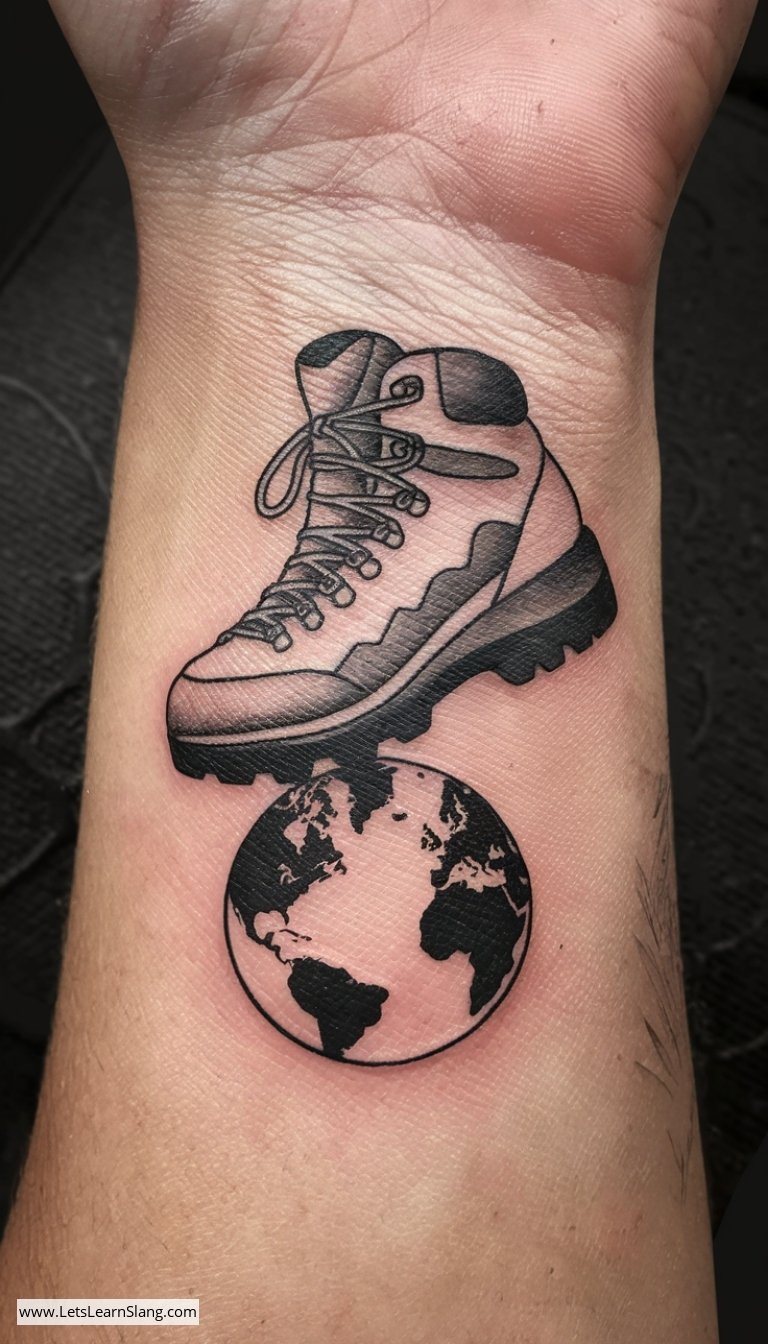 Global Trekker Boot Tattoo