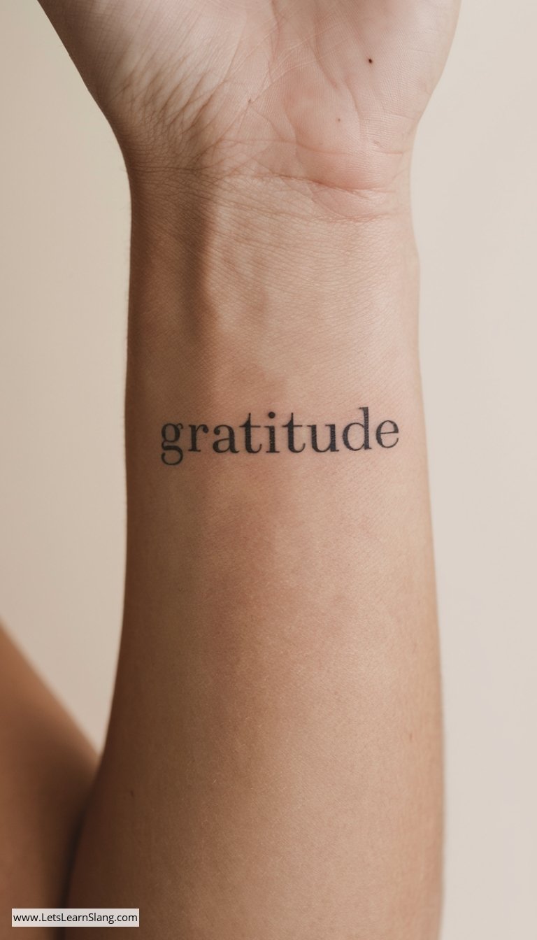 Gratitude Script Wrist Tattoo