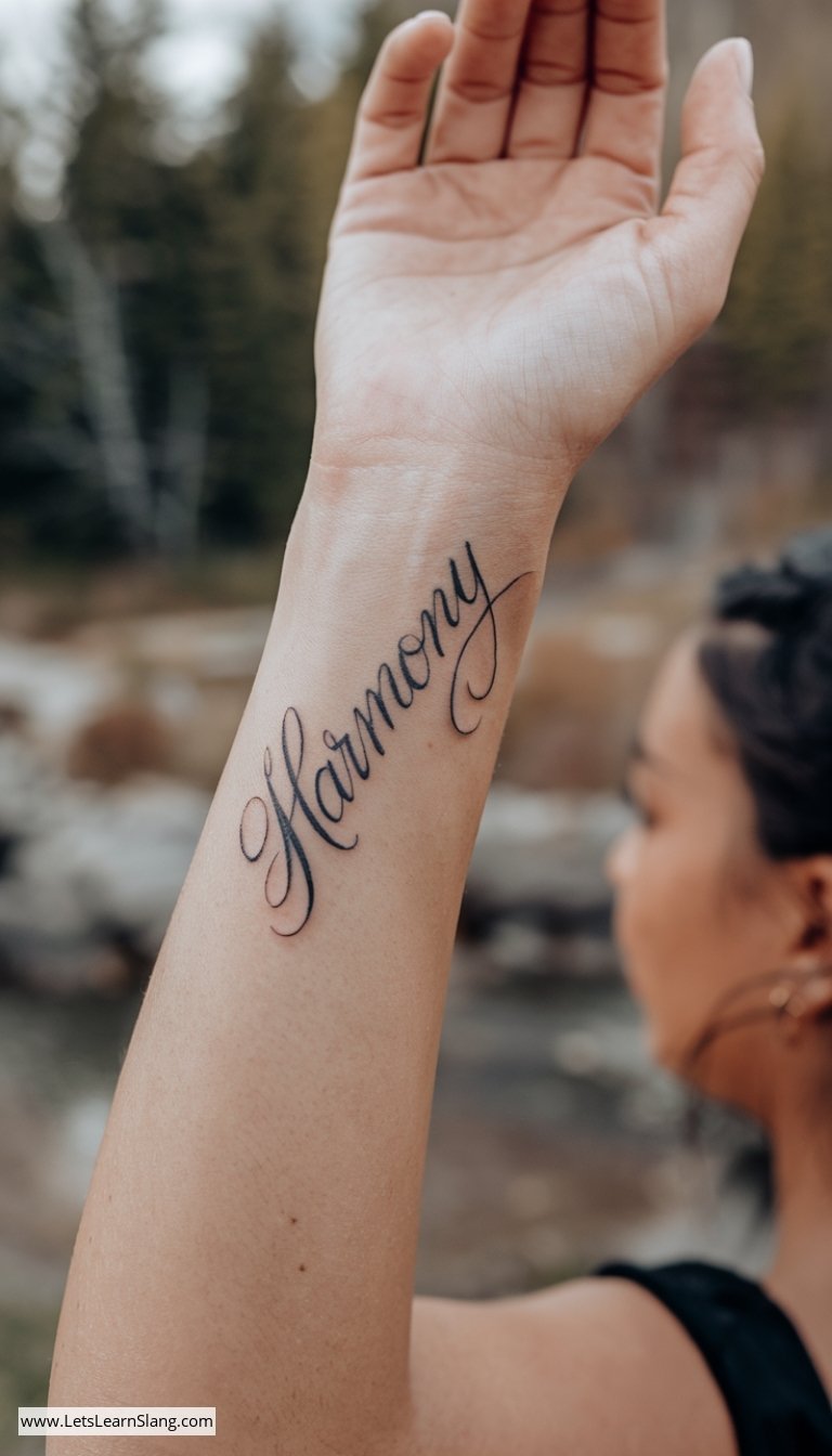 Harmony Script Wrist Tattoo