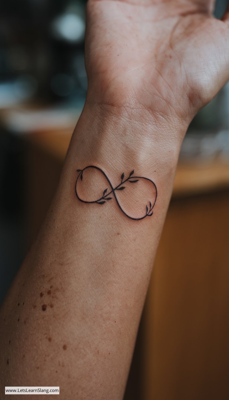 Infinity Vine Wrist Tattoo