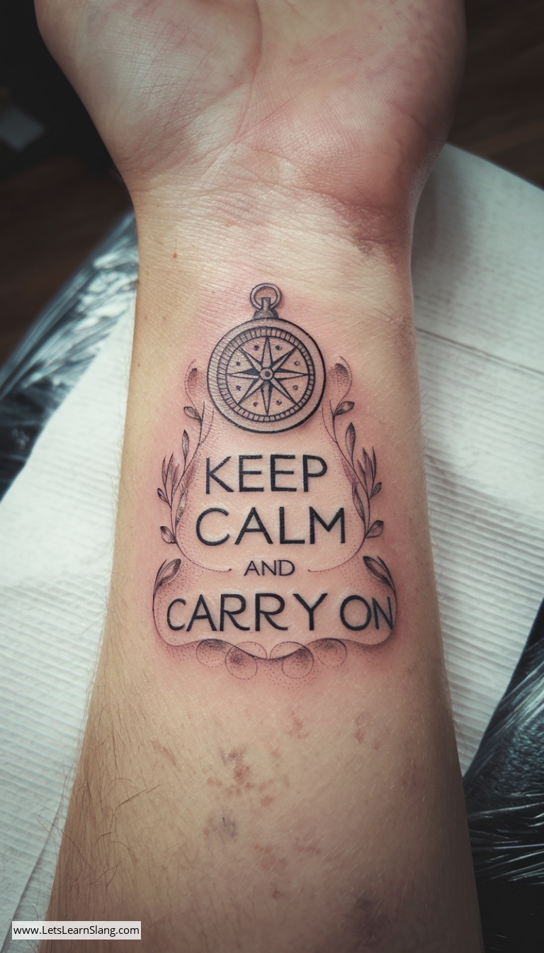 Inspirational Compass Wrist Tattoo