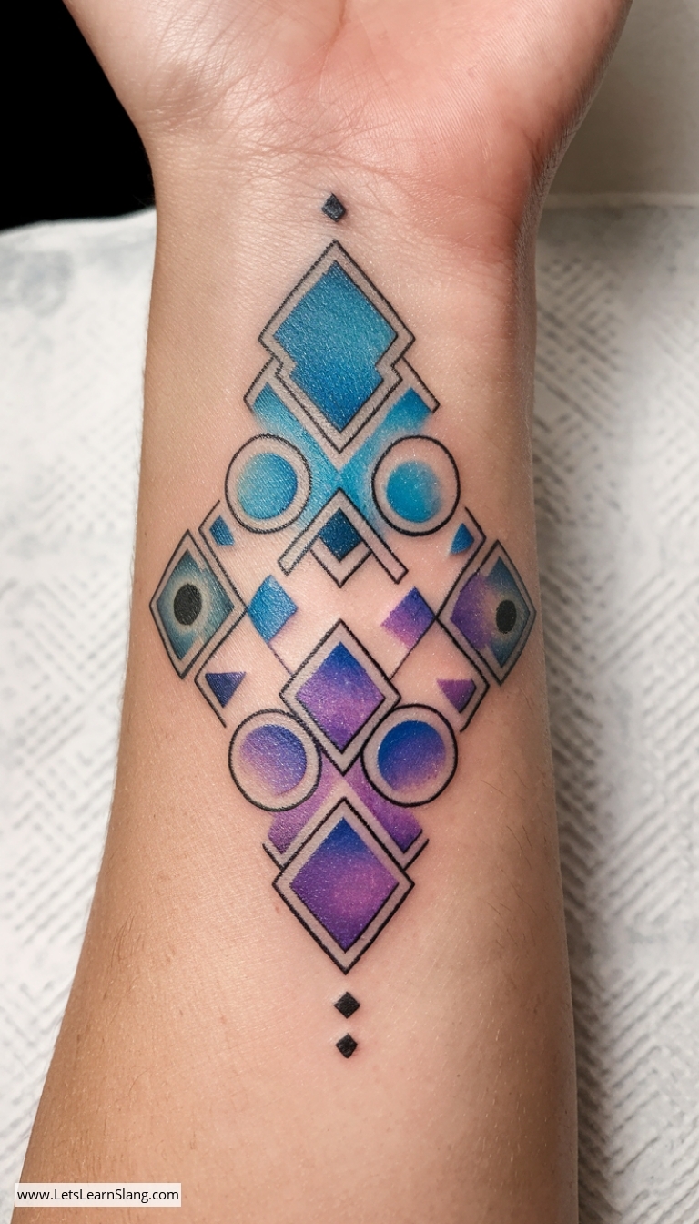 Interconnected Geometric Shapes Wrist Tattoo
