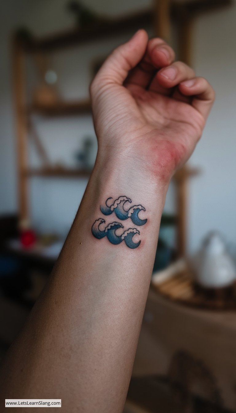 Interconnected Waves Wrist Tattoo