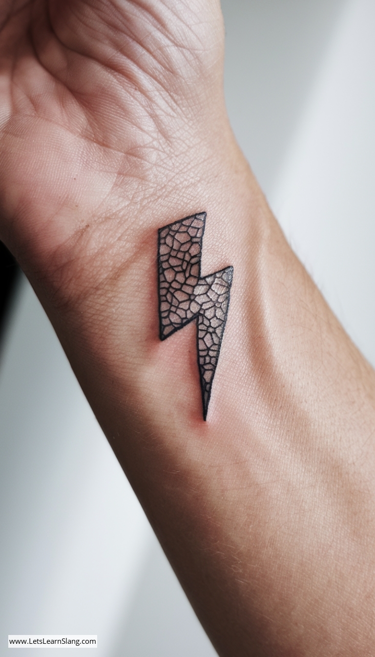 Intricate Lace Lightning Bolt Wrist Tattoo