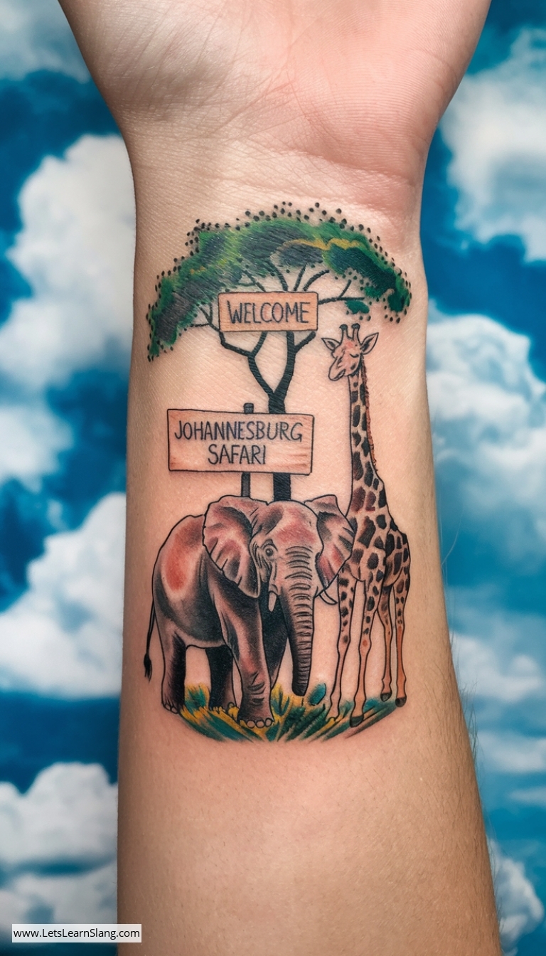 Johannesburg Safari Stamp Tattoo