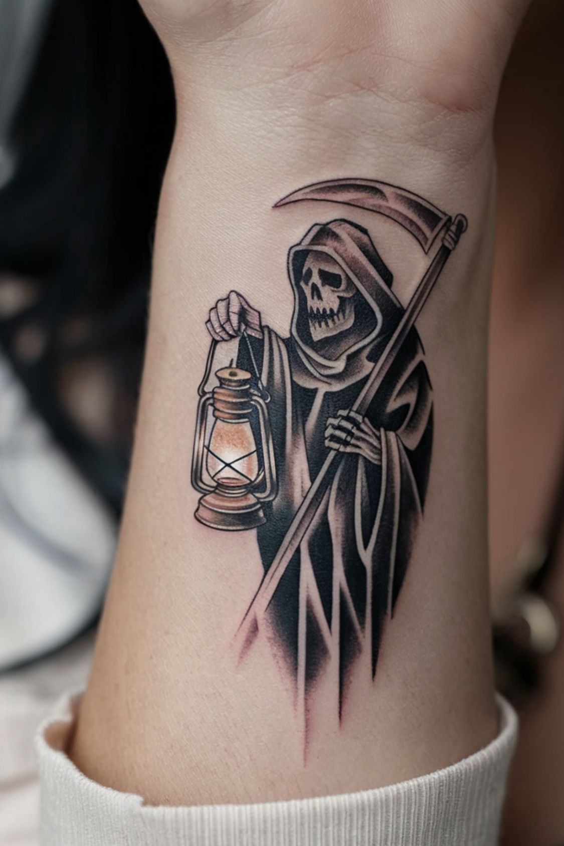 Subtle Grim Reaper Wrist Tattoo Ideas for Women