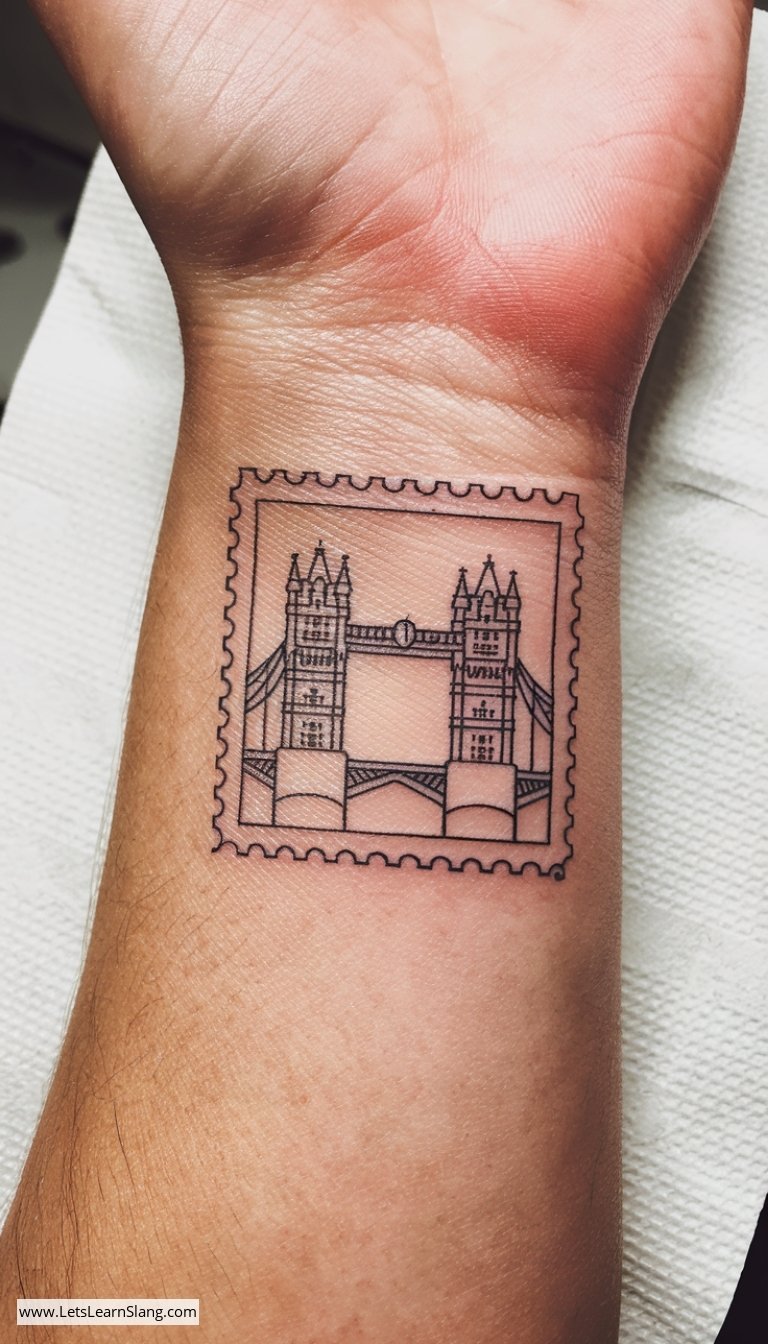 London Bridge Stamp Wrist Tattoo