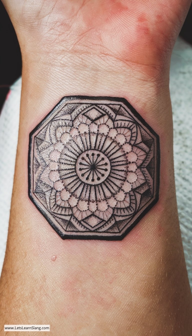 Mandala Octagon Wrist Tattoo