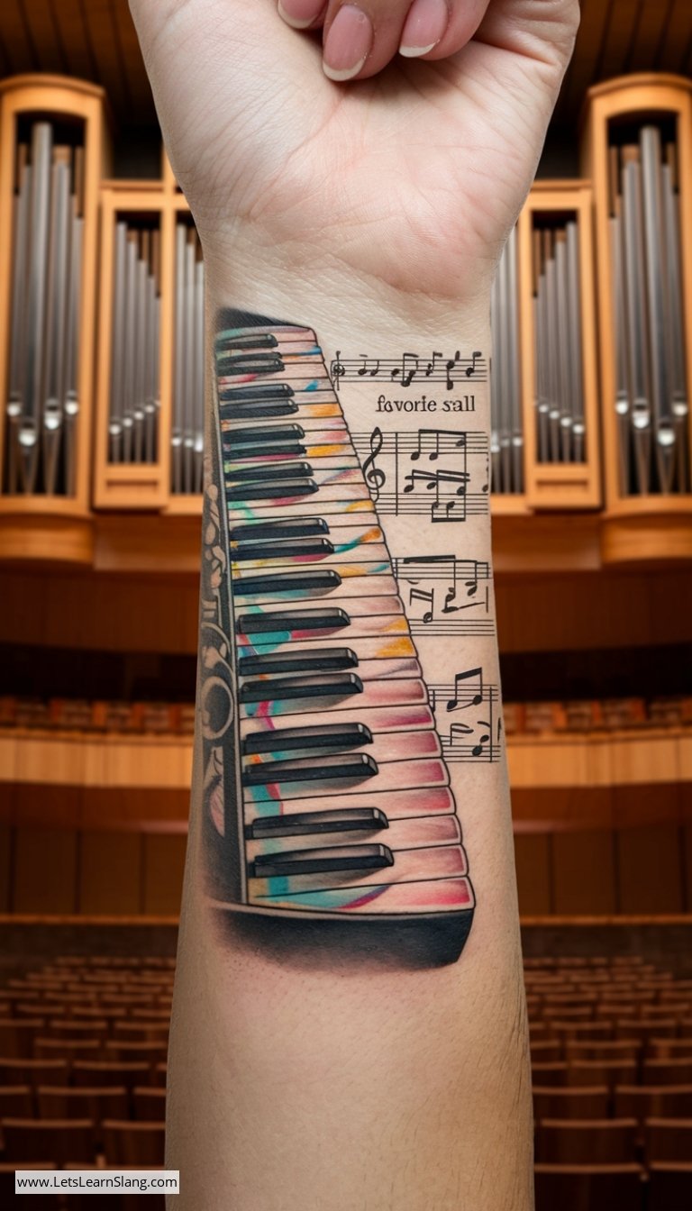 Melodic Keys Wrist Tattoo
