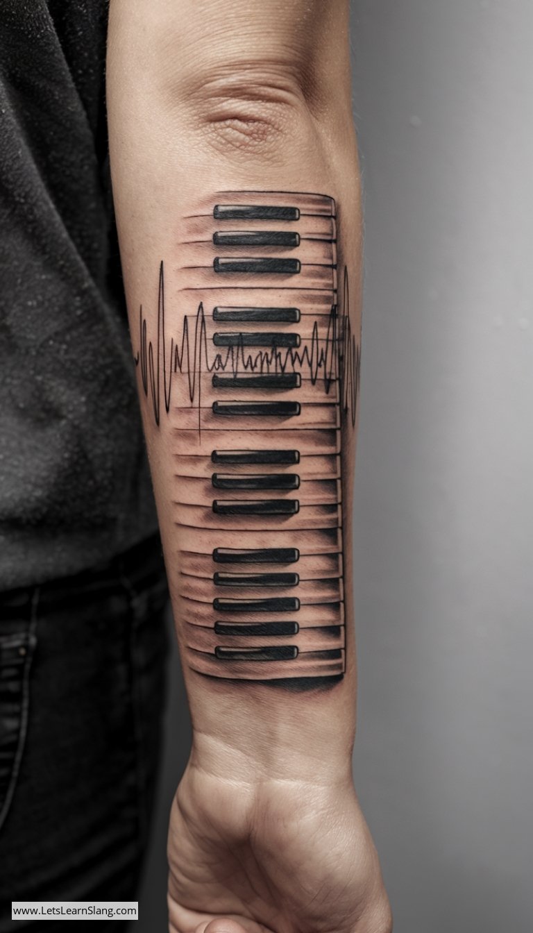Melodic Piano Keyboard Wrist Tattoo