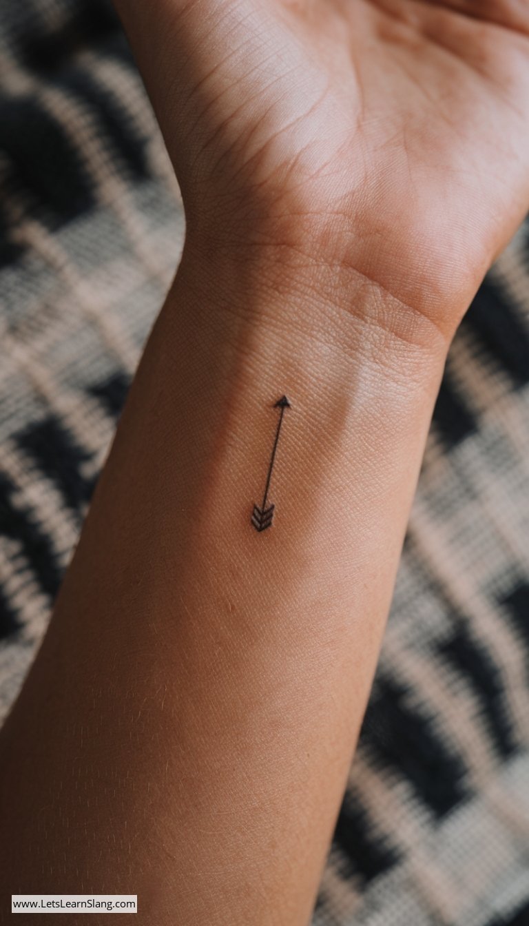 Micro Arrow Wrist Tattoo for Women