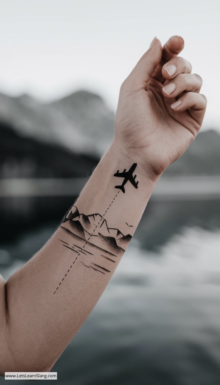Minimalist Airplane Wrist Tattoo