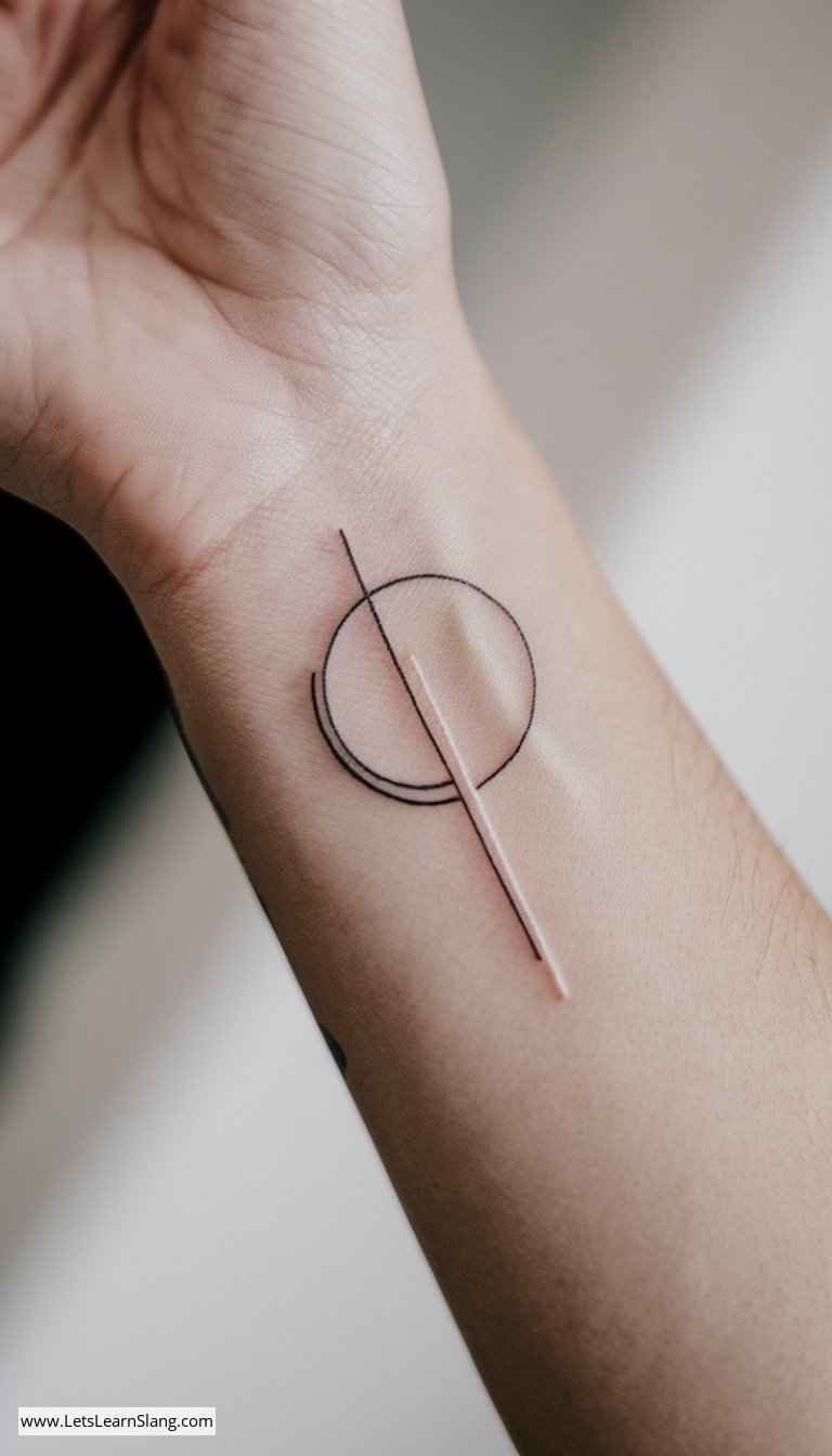 Minimalist Circle Line Wrist Tattoo