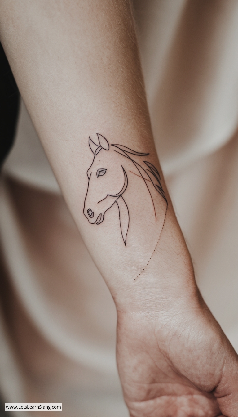 Minimalist Horse Head Wrist Tattoo