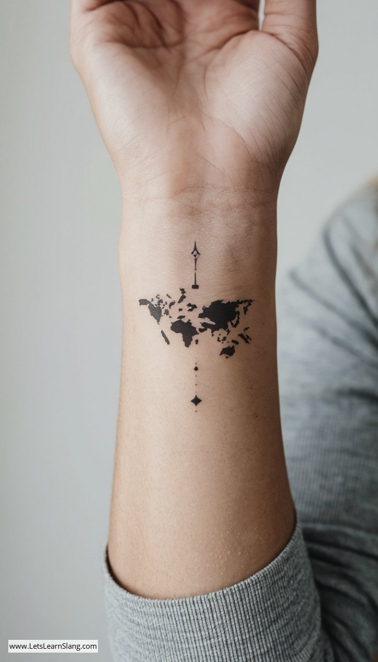 Minimalist Polar Coordinate Map Wrist Tattoo