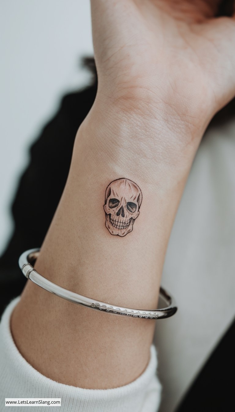 Minimalist Skull Wrist Tattoo for Women