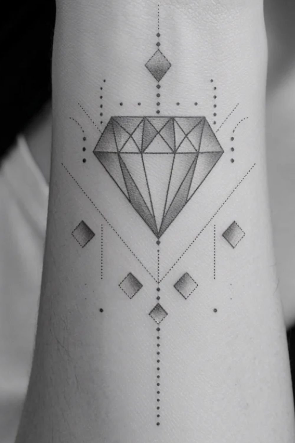 Minimalistic Geometric Diamond Wrist Tattoo