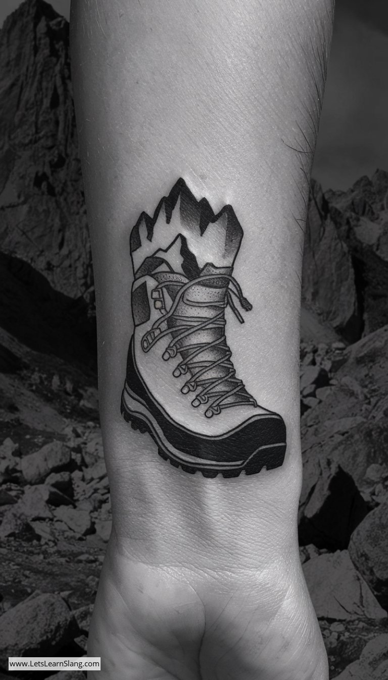 Mountain Hike Boot Wrist Tattoo