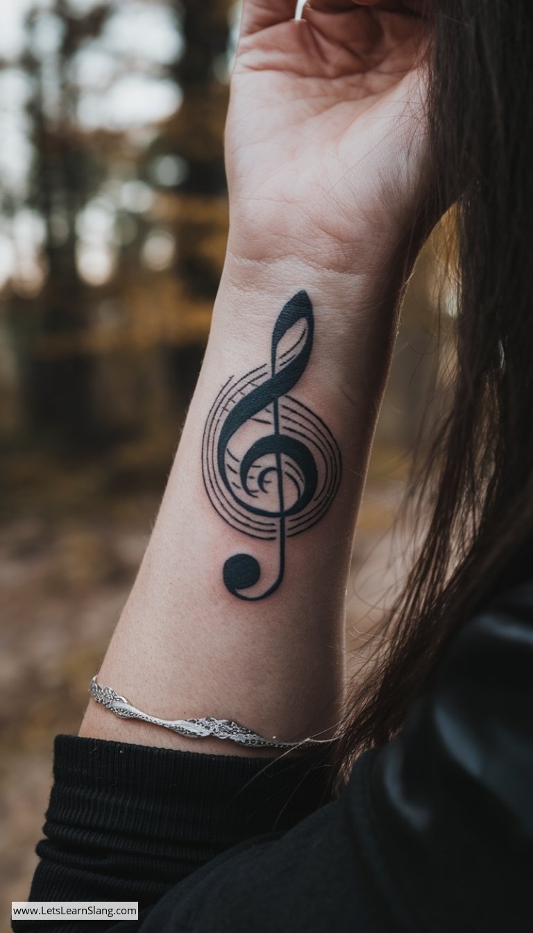 Musical Spiral Wrist Tattoo
