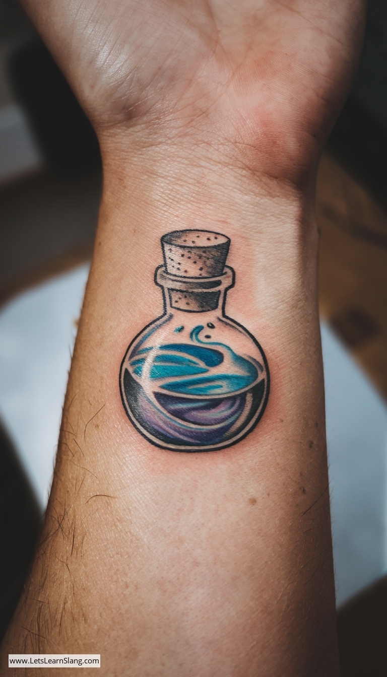 Mystic Potion Bottle Wrist Tattoo