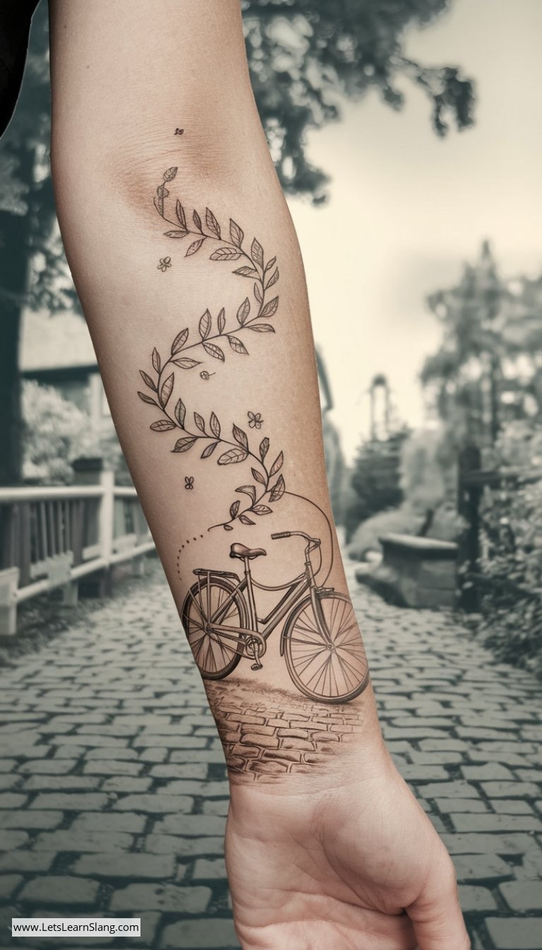 Nature-Inspired Bicycle Wrist Tattoo