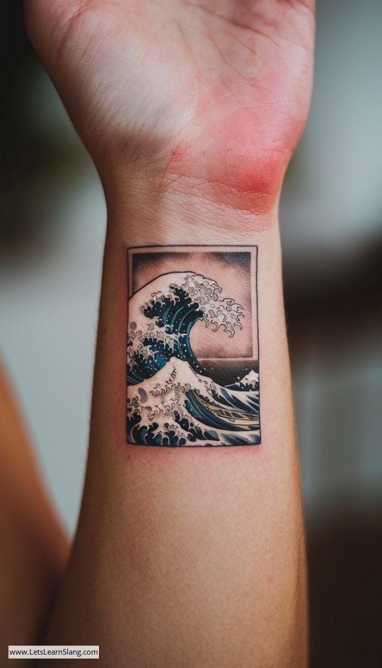 Ocean Wave Postcard Tattoo