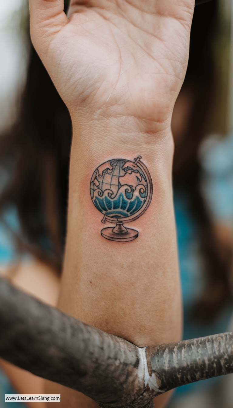 Oceanic Globe Wrist Tattoo