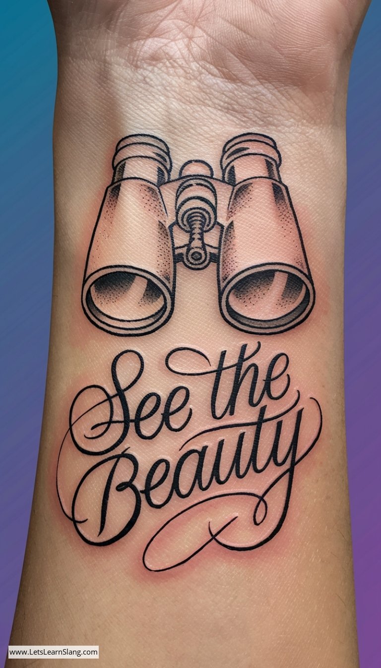 Petite Binoculars Wrist Tattoo