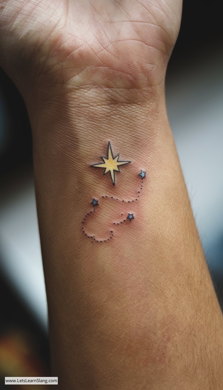 Petite North Star Wrist Tattoo