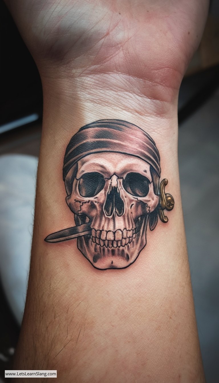Pirate Skull Wrist Tattoo