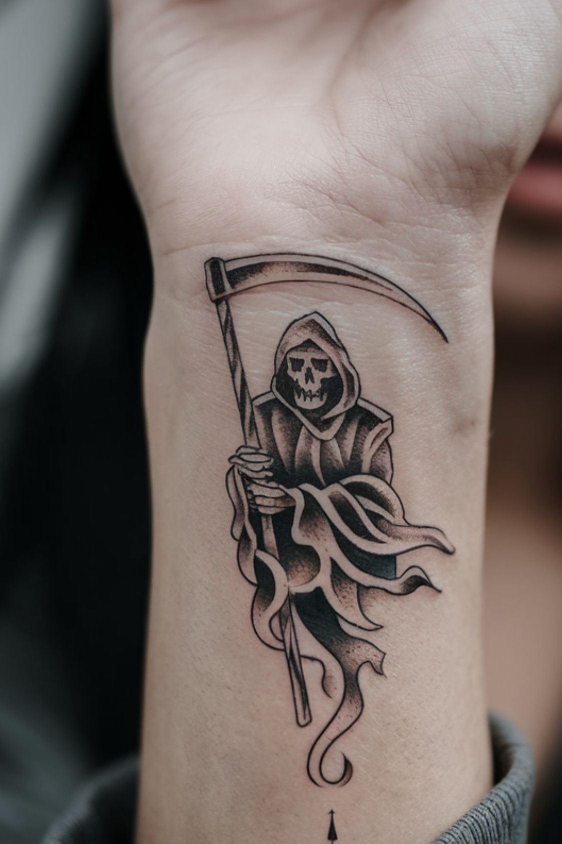 Reaper Wrist Tattoo (