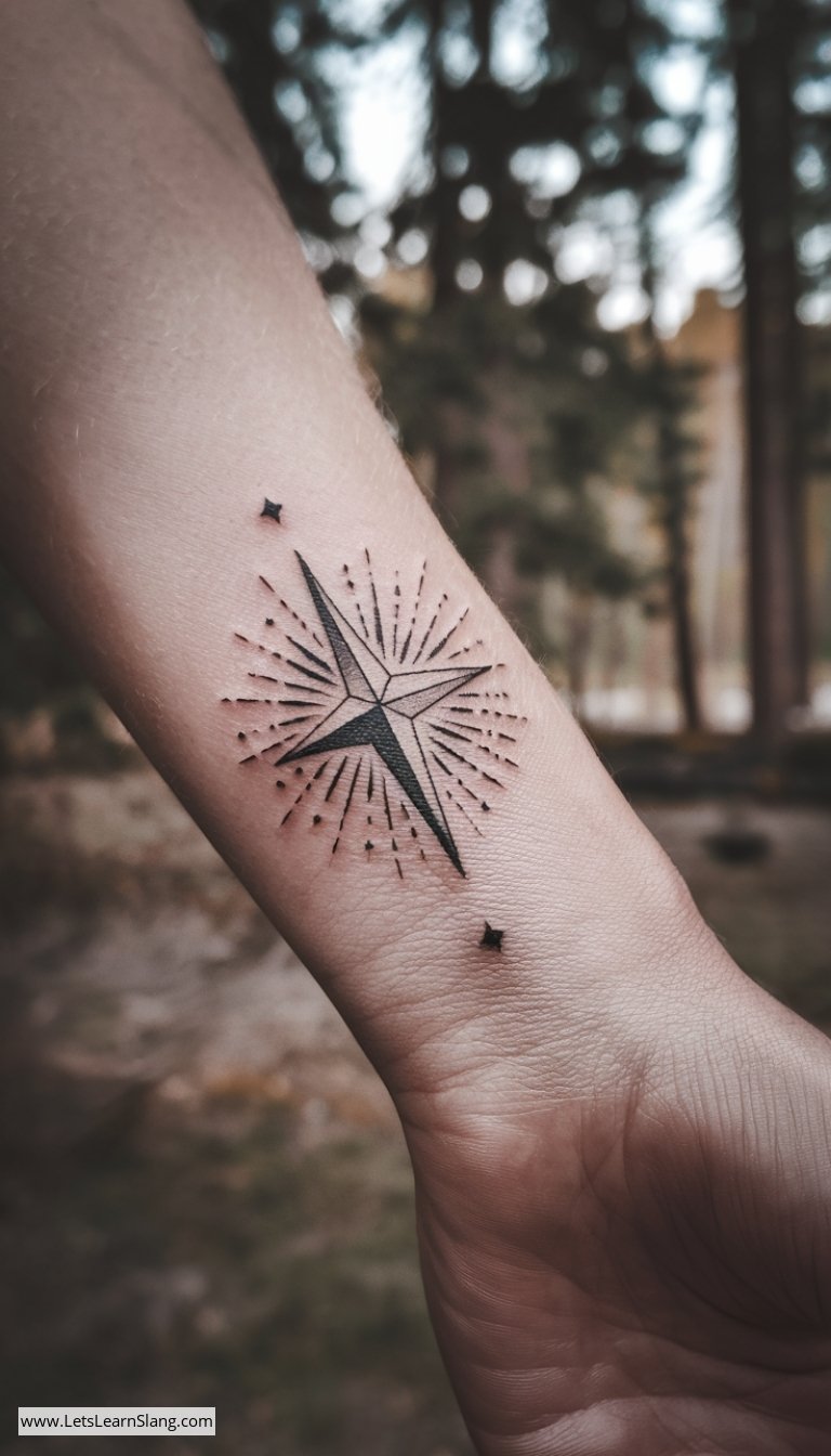 Radiant North Star Wrist Tattoo