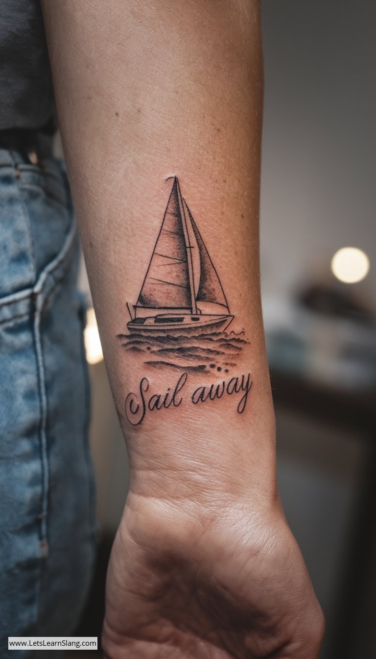 Sail Away Wrist Tattoo for Women