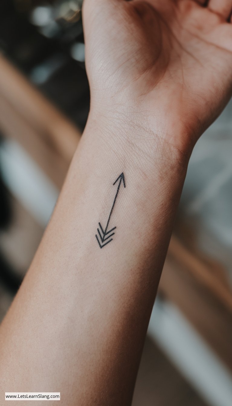 Sharp Geometric Arrow Wrist Tattoo
