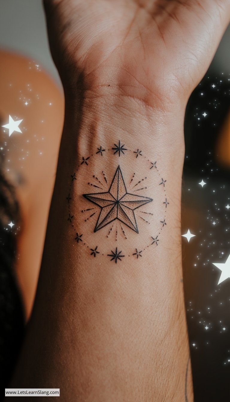 Shimmering North Star Wrist Tattoo