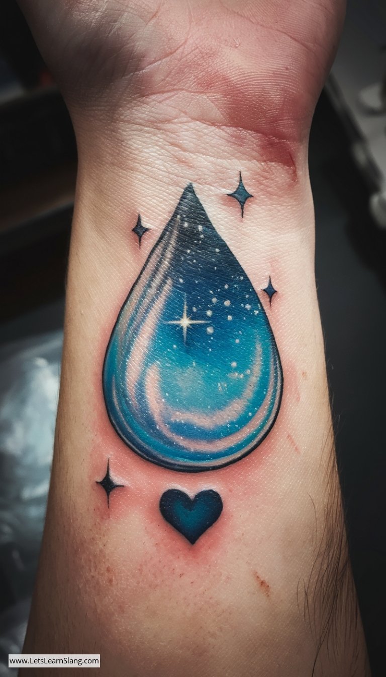 Shimmering Teardrop Wrist Tattoo