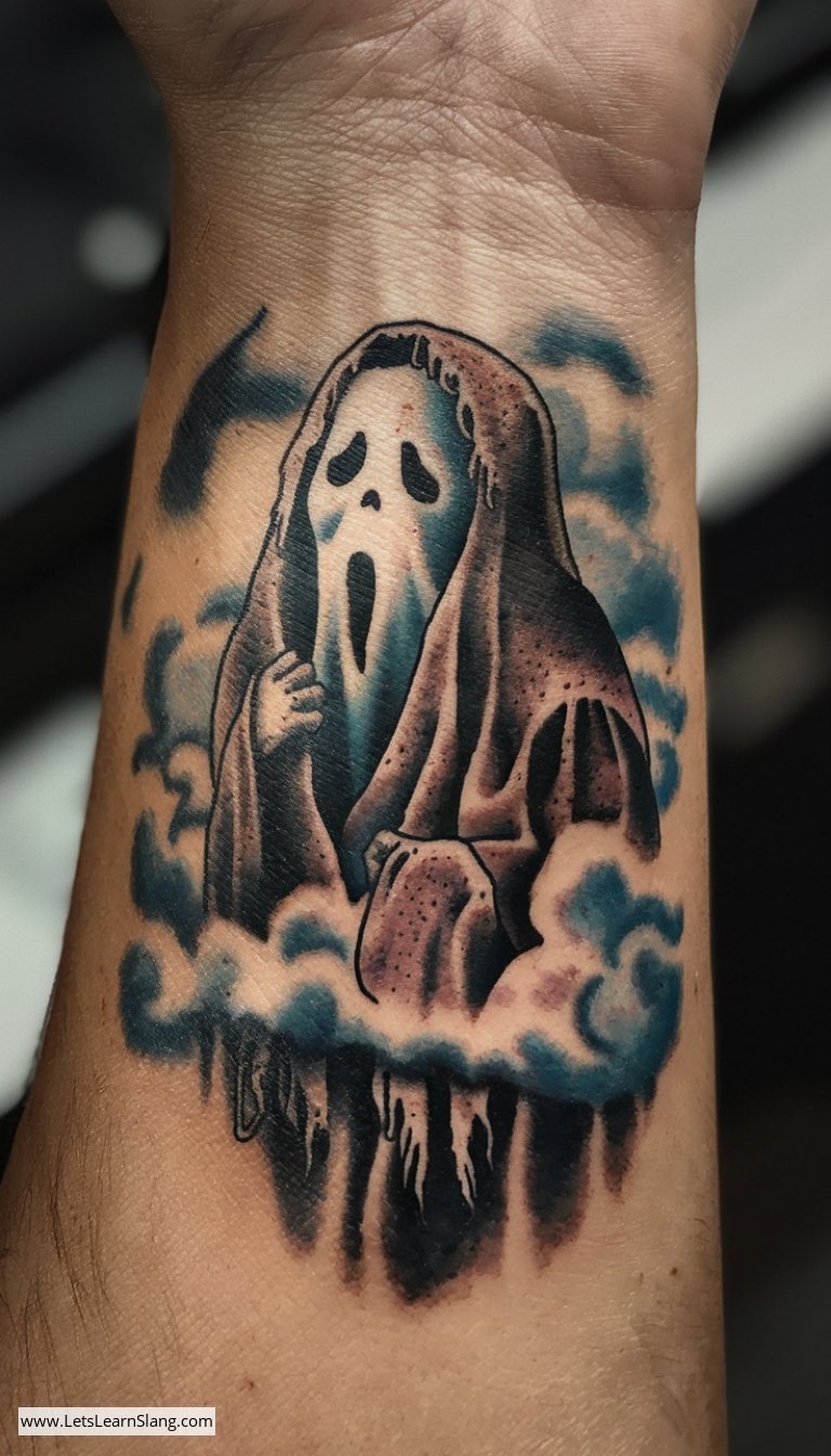 Shy Ghost Wrist Tattoo