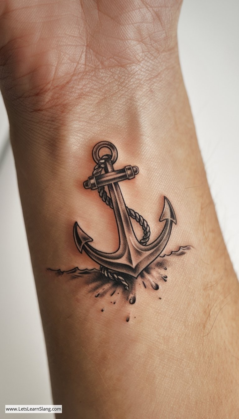 Sinking Anchor Wrist Tattoo