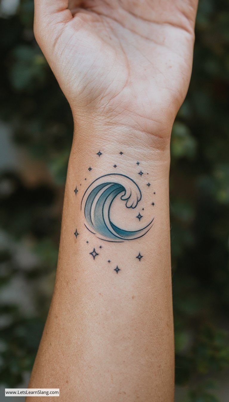 Starry Wave Wrist Tattoo